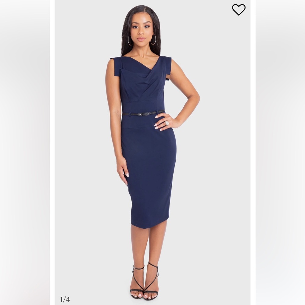 Black Halo Jackie O Sheath Dress Navy Size 4